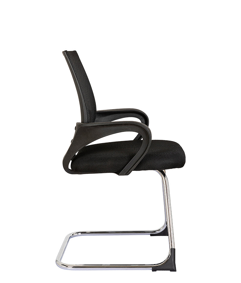 Silla secretarial LK-16 NE con base trineo cromada vista lateral
