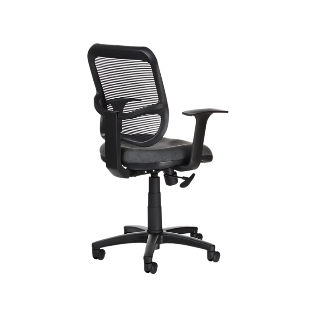 Descubre la silla secretarial DOLFI G de Aura Muebles, diseñada para brindarte una postura cómoda y ergonómica en tu espacio de trabajo.