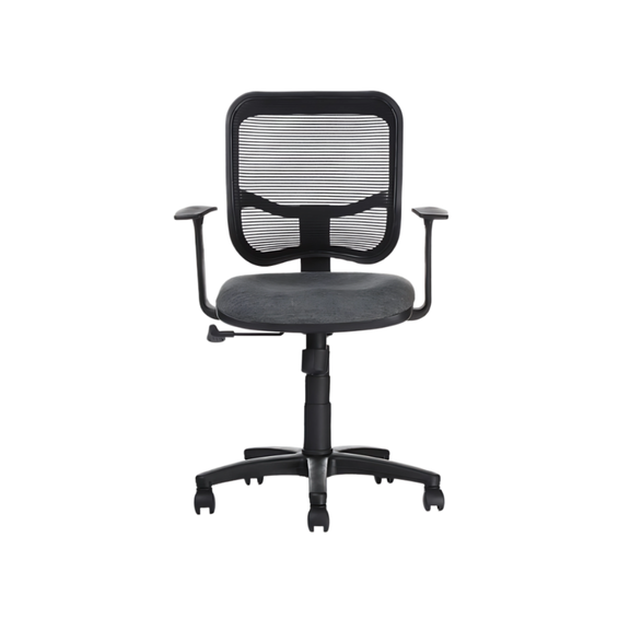 Descubre la silla secretarial DOLFI G de Aura Muebles, diseñada para brindarte una postura cómoda y ergonómica en tu espacio de trabajo.