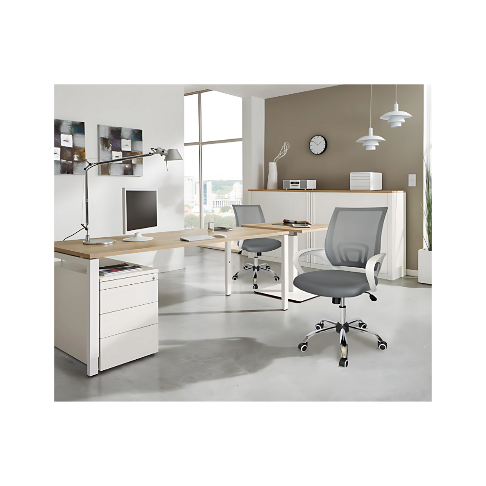 Descubre la silla secretarial ECOCHAIR en color blanca de Aura Muebles en Guadalajara. Diseñada para brindar comodidad y estilo en el trabajo.