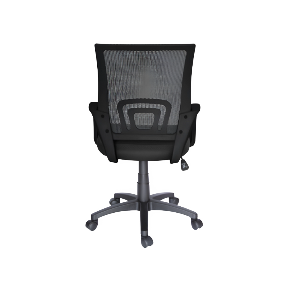 La silla secretarial ECOCHAIR Negra de Aura Muebles es cómoda y ergonómica, proporcionando excelente soporte para la espalda y mejorando la postura.