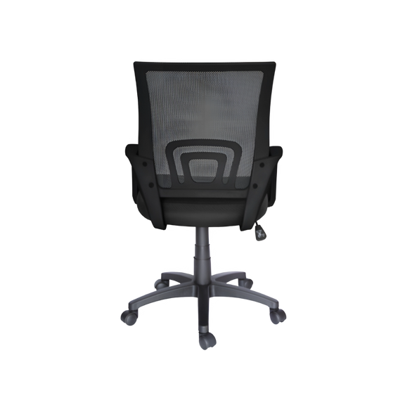 La silla secretarial ECOCHAIR Negra de Aura Muebles es cómoda y ergonómica, proporcionando excelente soporte para la espalda y mejorando la postura.