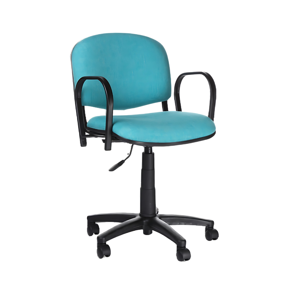 Silla secretarial ISO P Mecanismo fijo ajuste de altura de asiento neumático por palanca con coderas Aura Muebles modelo APIPA