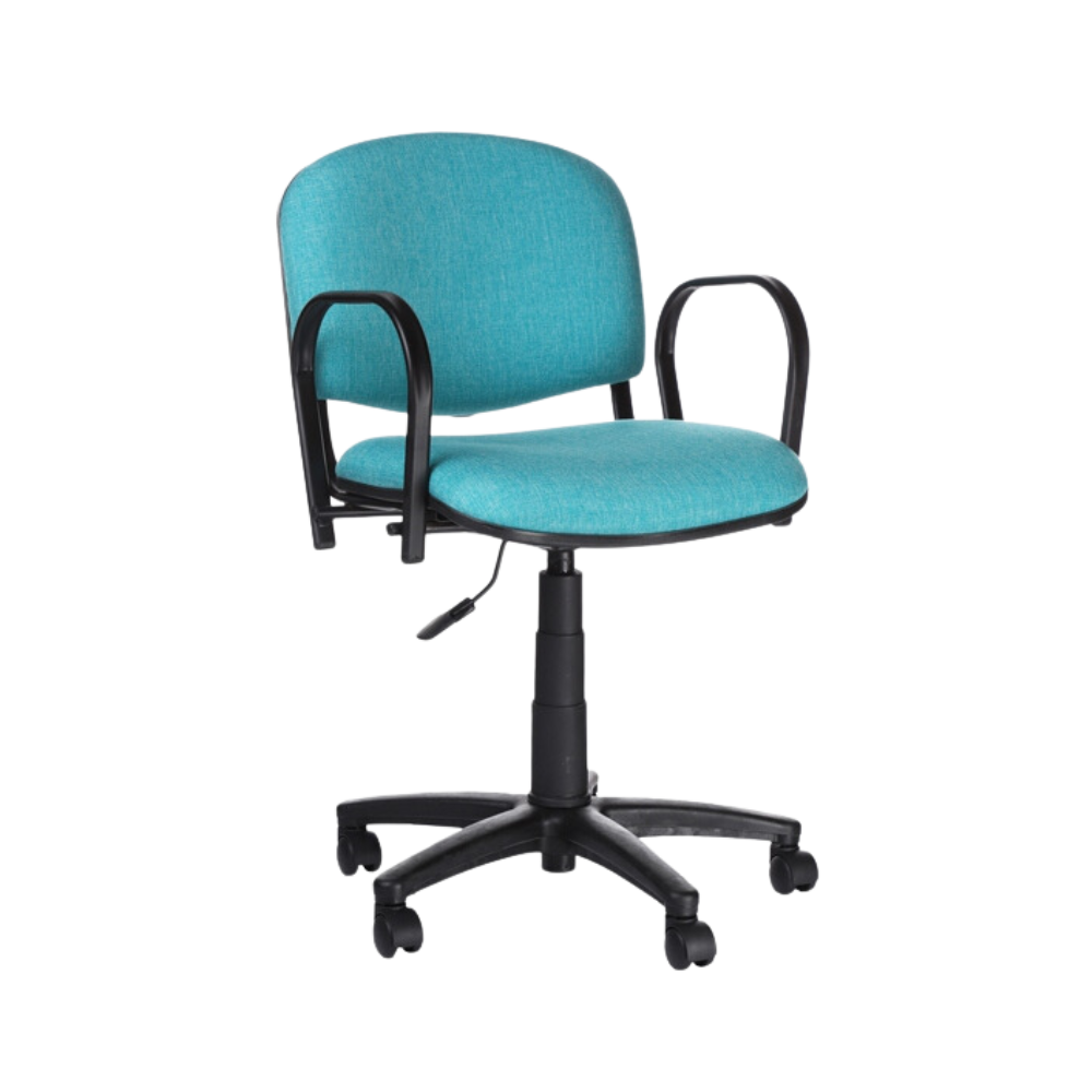 Silla secretarial ISO P Mecanismo fijo ajuste de altura de asiento neumático por palanca con coderas Aura Muebles modelo APIPA