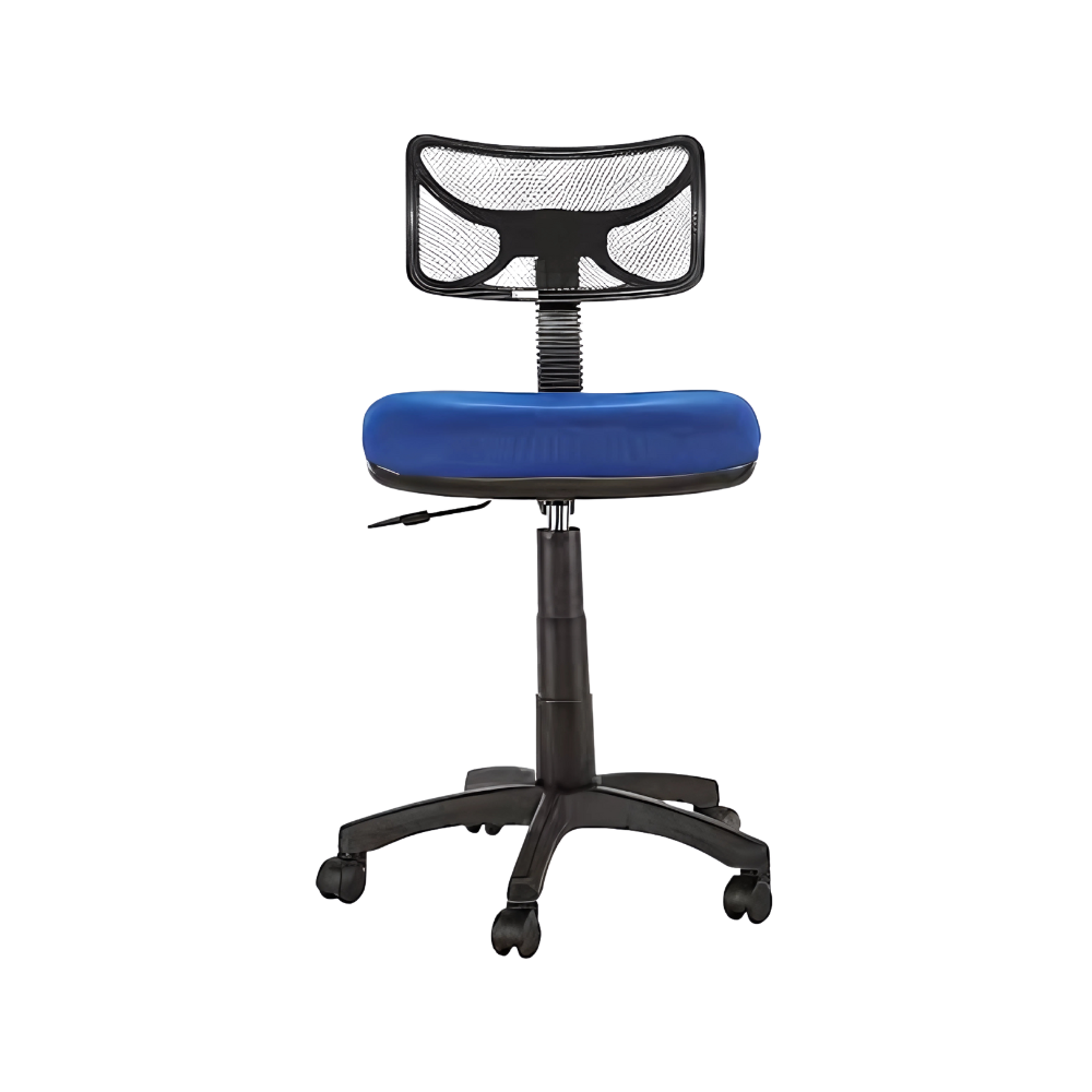 Silla secretarial con respaldo de estructura plástica tapizada en malla únicamente en color negro, asiento de aglomerado de 12 mm. tapizado en variedad de colores, con tapa de polipropileno Aura Muebles modelo M-105