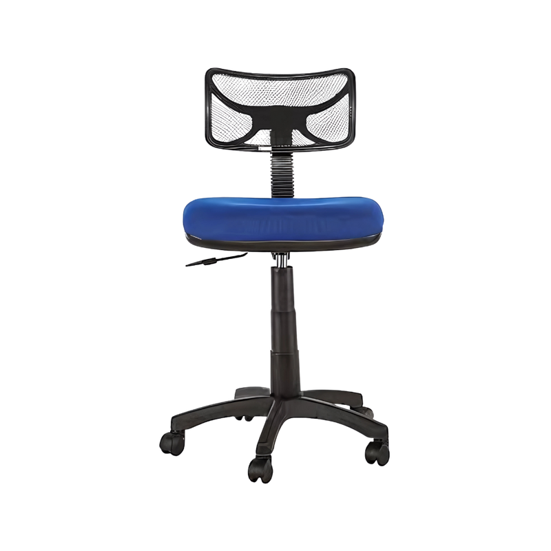 Silla secretarial con respaldo de estructura plástica tapizada en malla únicamente en color negro, asiento de aglomerado de 12 mm. tapizado en variedad de colores, con tapa de polipropileno Aura Muebles modelo M-105