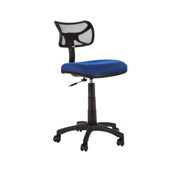 Silla secretarial con respaldo de estructura plástica tapizada en malla únicamente en color negro, asiento de aglomerado de 12 mm. tapizado en variedad de colores, con tapa de polipropileno Aura Muebles modelo M-105