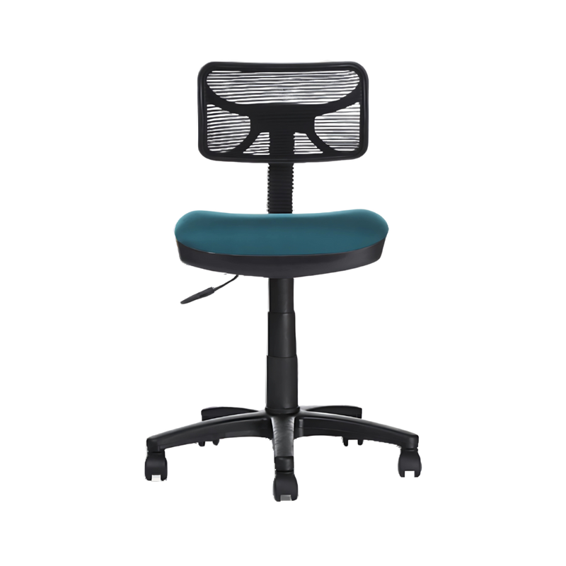 silla secretarial con mecanismo Fijo y ajuste de altura de asiento neumático por palanca. Ajuste de profundidad de asiento por perilla Aura Muebles modelo WALLY