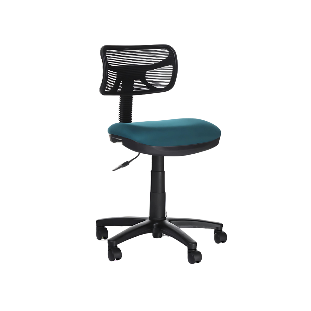 silla secretarial con mecanismo Fijo y ajuste de altura de asiento neumático por palanca. Ajuste de profundidad de asiento por perilla Aura Muebles modelo WALLY