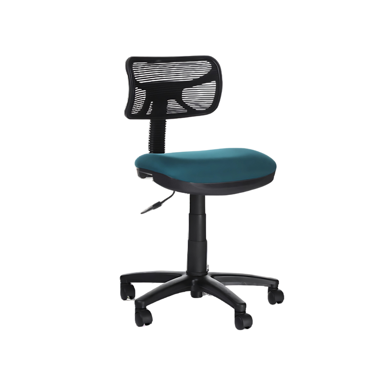 silla secretarial con mecanismo Fijo y ajuste de altura de asiento neumático por palanca. Ajuste de profundidad de asiento por perilla Aura Muebles modelo WALLY