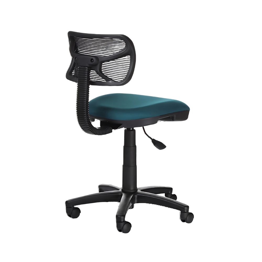 silla secretarial con mecanismo Fijo y ajuste de altura de asiento neumático por palanca. Ajuste de profundidad de asiento por perilla Aura Muebles modelo WALLY