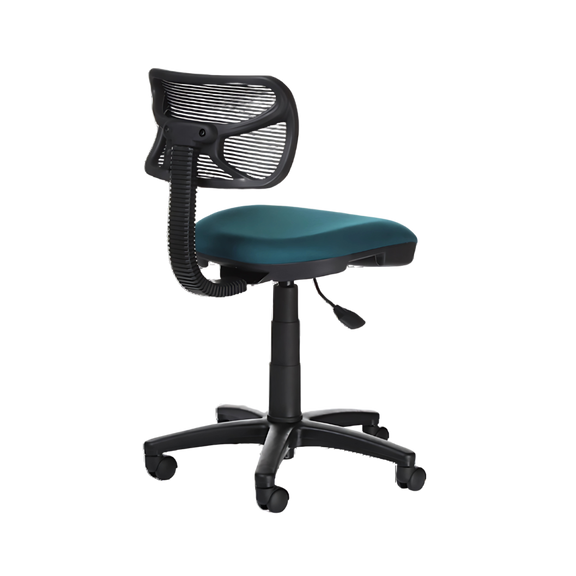 silla secretarial con mecanismo Fijo y ajuste de altura de asiento neumático por palanca. Ajuste de profundidad de asiento por perilla Aura Muebles modelo WALLY