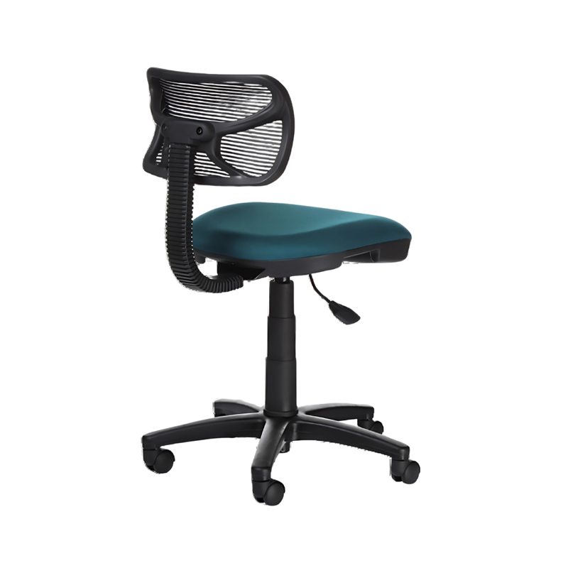 silla secretarial con mecanismo Fijo y ajuste de altura de asiento neumático por palanca. Ajuste de profundidad de asiento por perilla Aura Muebles modelo WALLY