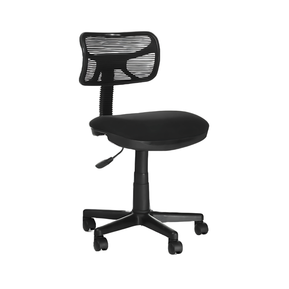 Silla secretarial modelo WALLY ECO con mecanismo Fijo tiene ajuste de altura de asiento neumático por palanca y ajuste de profundidad de asiento por perilla