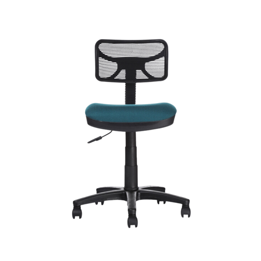 silla secretarial con mecanismo Fijo y ajuste de altura de asiento neumático por palanca. Ajuste de profundidad de asiento por perilla Aura Muebles modelo WALLY