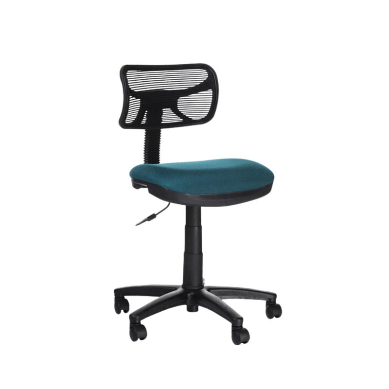 silla secretarial con mecanismo Fijo y ajuste de altura de asiento neumático por palanca. Ajuste de profundidad de asiento por perilla Aura Muebles modelo WALLY