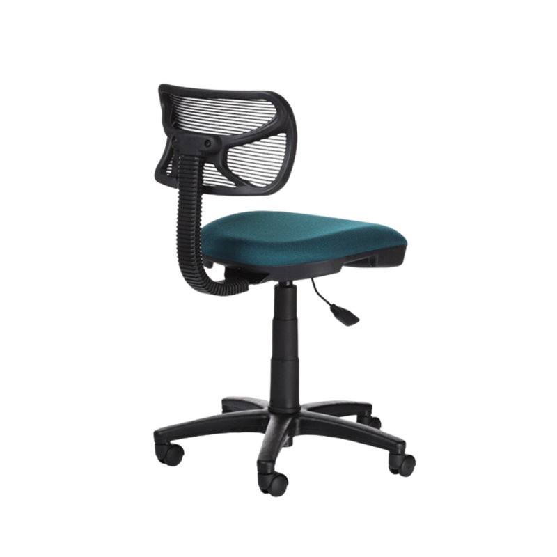 silla secretarial con mecanismo Fijo y ajuste de altura de asiento neumático por palanca. Ajuste de profundidad de asiento por perilla Aura Muebles modelo WALLY