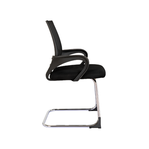 Silla secretarial LK-16 NE con respaldo de malla y base trineo cromada. Comodidad y diseño profesional para tu oficina.