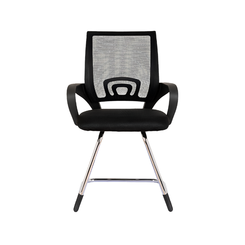 Silla secretarial LK-16 NE con respaldo de malla y base trineo cromada. Comodidad y diseño profesional para tu oficina.