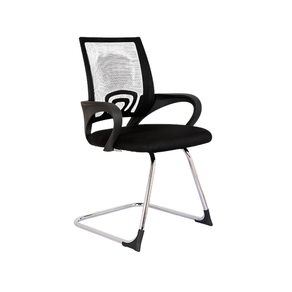 Silla secretarial LK-16 NE con respaldo de malla y base trineo cromada. Comodidad y diseño profesional para tu oficina.