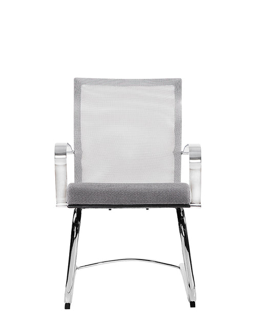Silla de visita M-160 en perspectiva mostrando brazos y base cromada