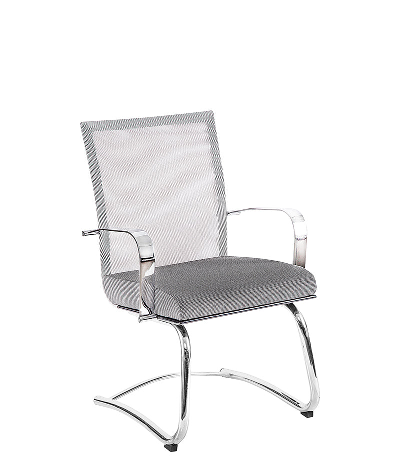 Silla de visita modelo M-160 vista frontal con respaldo en malla