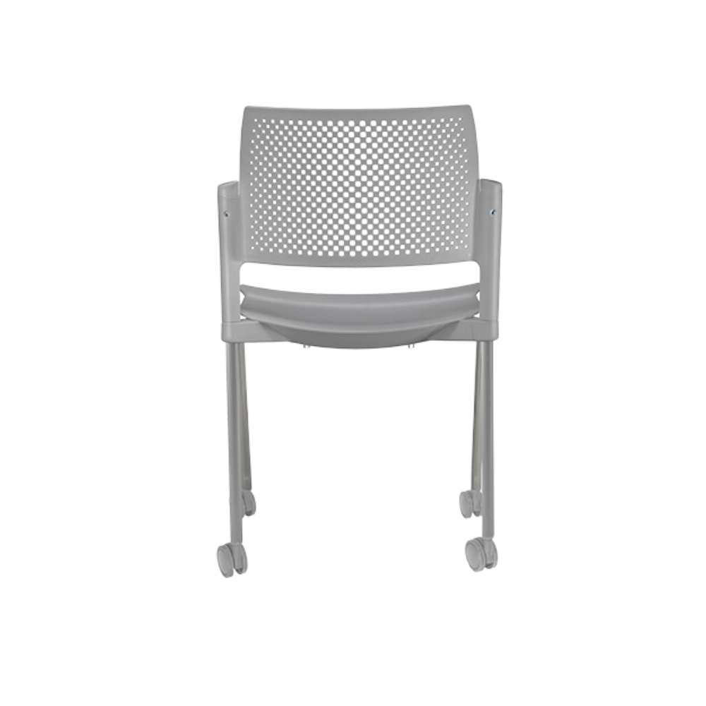 Silla de visita KYOS Estructura De acero tubular de 7/8" de diámetro calibre 14 con acabado en pintura epóxica (electrostática) color negro mate o gris y con rodajas giratorias tipo dual en color gris Aura Muebles modelo OHV-311