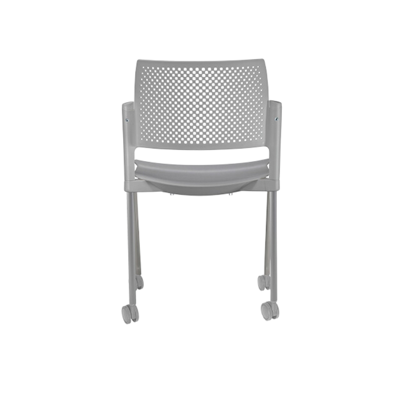 Silla de visita KYOS Estructura De acero tubular de 7/8" de diámetro calibre 14 con acabado en pintura epóxica (electrostática) color negro mate o gris y con rodajas giratorias tipo dual en color gris Aura Muebles modelo OHV-311