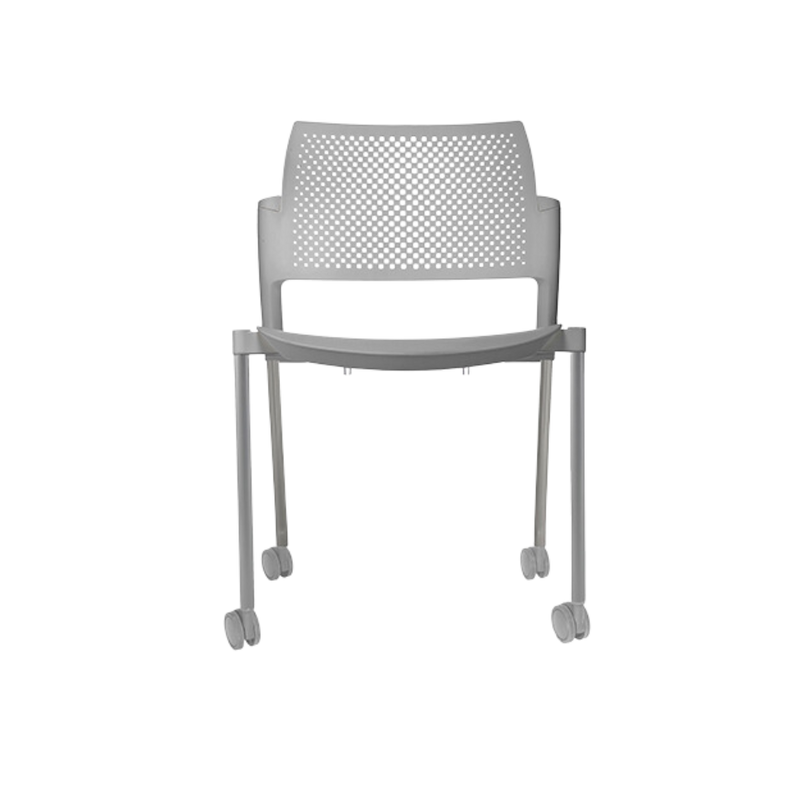 Silla de visita KYOS Estructura De acero tubular de 7/8" de diámetro calibre 14 con acabado en pintura epóxica (electrostática) color negro mate o gris y con rodajas giratorias tipo dual en color gris Aura Muebles modelo OHV-311