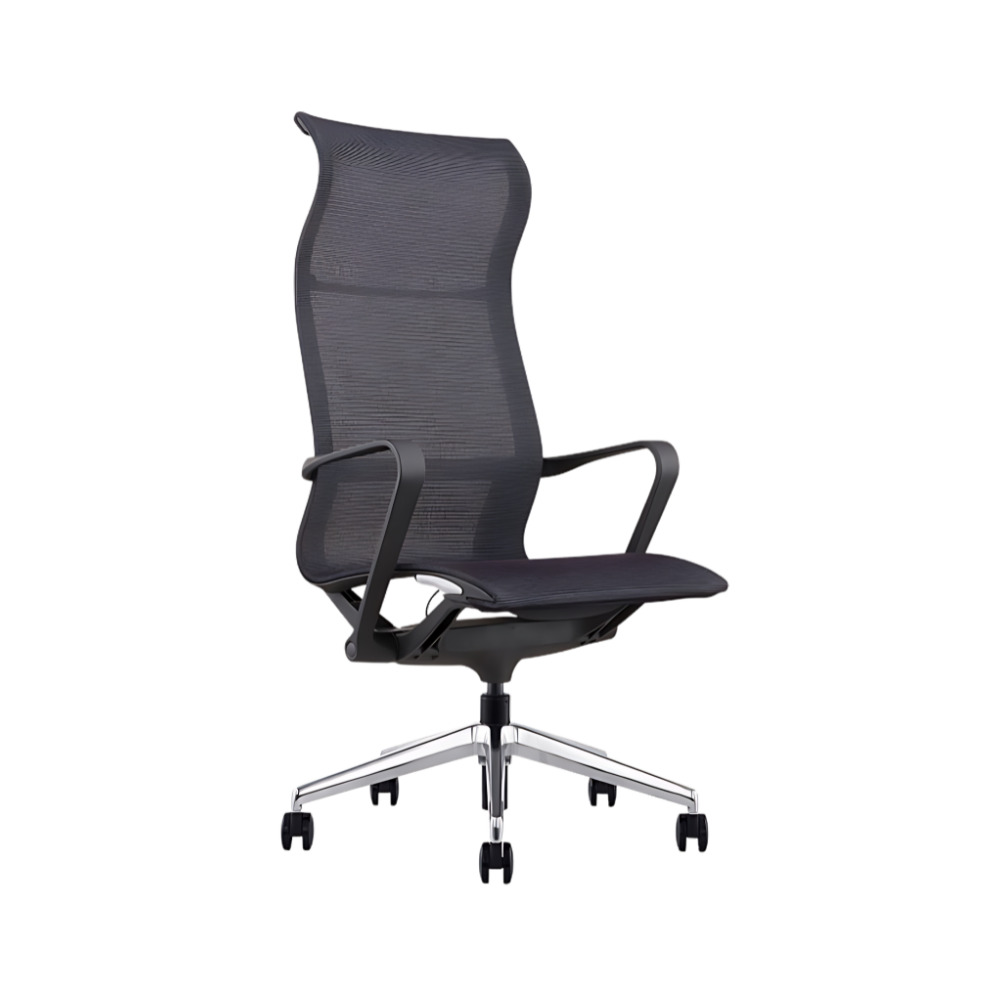 Descubre las sillas directivas EVOLUTION respaldo alto en color gris de Aura Muebles. Combina comodidad, elegancia y durabilidad para oficinas ejecutivas.