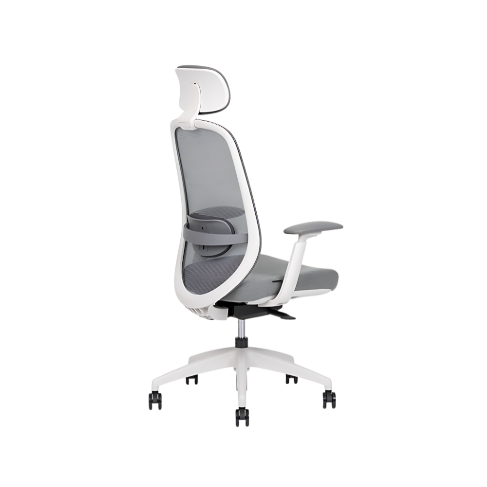 Descubre la silla de dirección SPIRIT EXPRESS WHITE RESPALDO ALTO de Aura Muebles. Sofisticado diseño ergonómico para oficinas ejecutivas y espacios modernos.