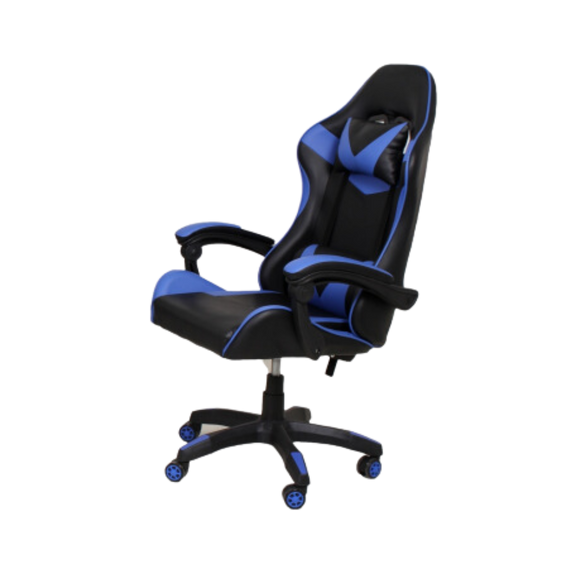 Sillas gamer color Azul con Negro diseño ergonómico y su soporte lumbar ajustable esta silla asegura una postura saludable mientras juegas Aura Muebles modelo GAMER-01