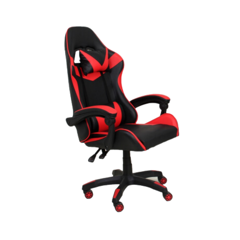 Sillas gamer color Rojo con Negro diseño ergonómico y su soporte lumbar ajustable esta silla asegura una postura saludable mientras juegas Aura Muebles modelo GAMER-01