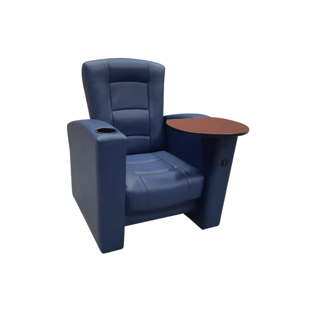 Sillón confortable porta vaso y usb opcional Paleta giratoria de triplay con fórmica pvc y soporte metálico reforzado para paleta Aura Muebles modelo MOVIE