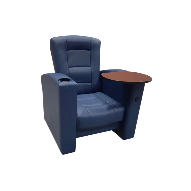 Sillón confortable porta vaso y usb opcional Paleta giratoria de triplay con fórmica pvc y soporte metálico reforzado para paleta Aura Muebles modelo MOVIE