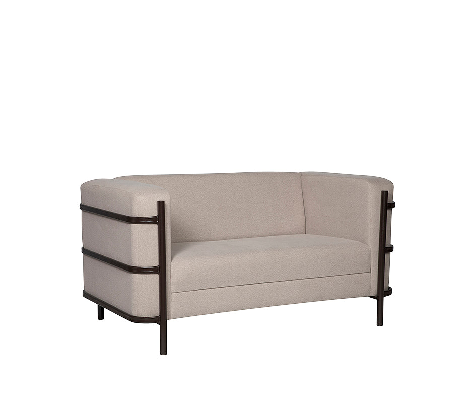 Sillón de visita AREZZO-2P con estructura metálica cromada y tapizado gris visto en ángulo