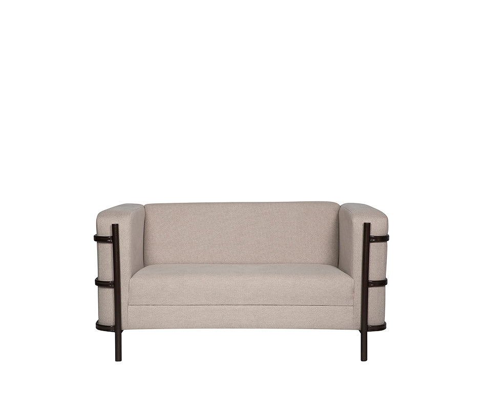 Vista frontal del sillón de visita AREZZO-2P en tapizado gris claro