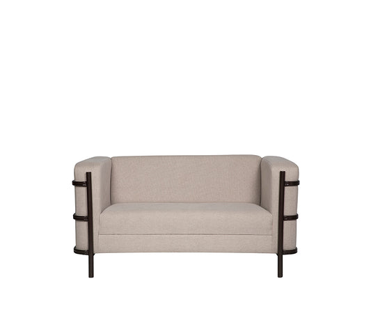 Vista frontal del sillón de visita AREZZO-2P en tapizado gris claro