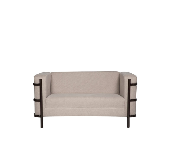 Vista frontal del sillón de visita AREZZO-2P en tapizado gris claro