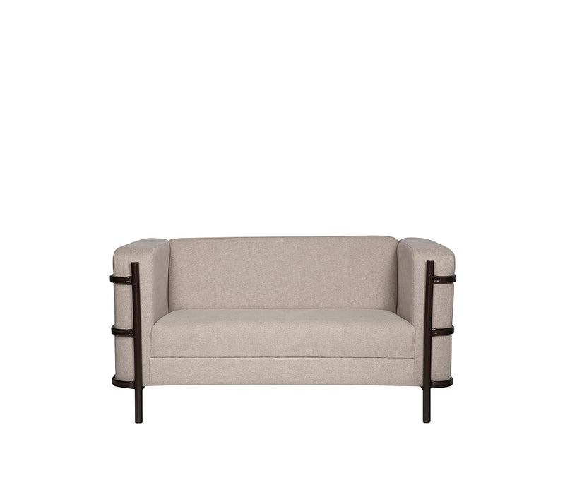 Vista frontal del sillón de visita AREZZO-2P en tapizado gris claro