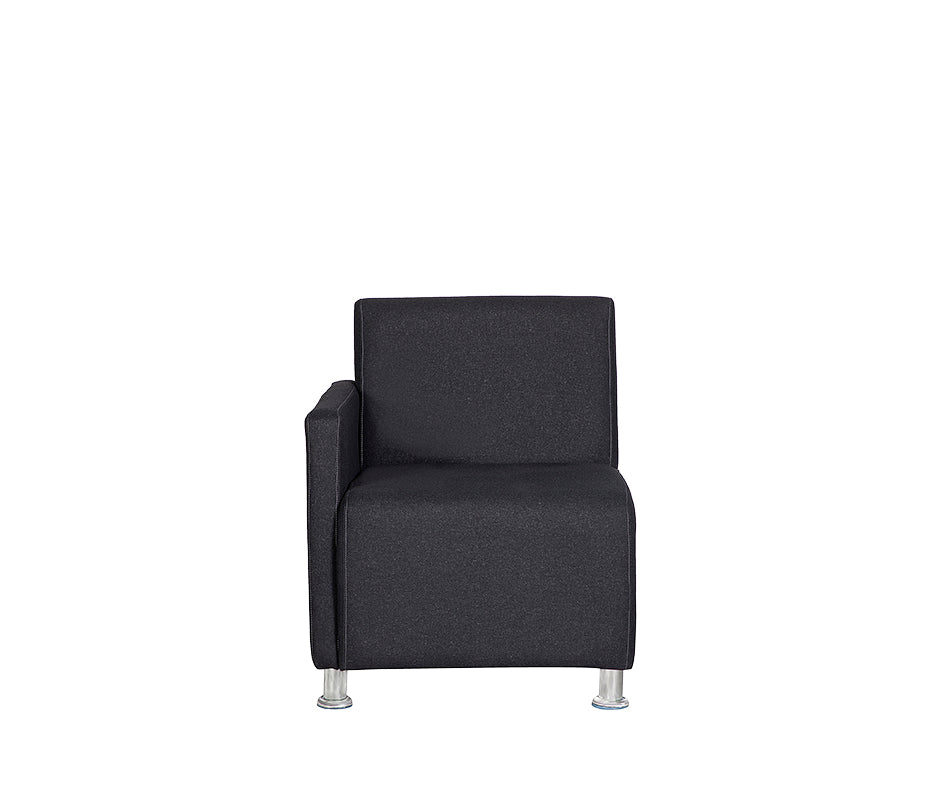 Sillón de visita modelo ASTURIAS visto de frente con patas cromadas