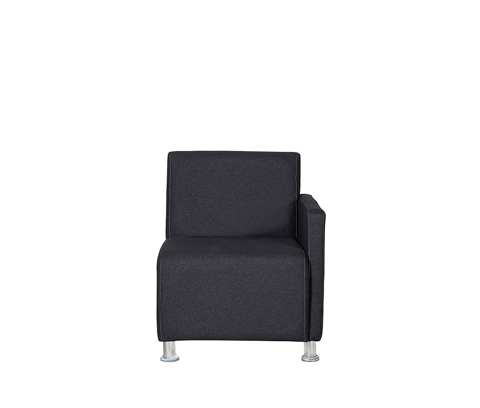 Vista izquierda del sillón de visita ASTURIAS tapizado en color oscuro