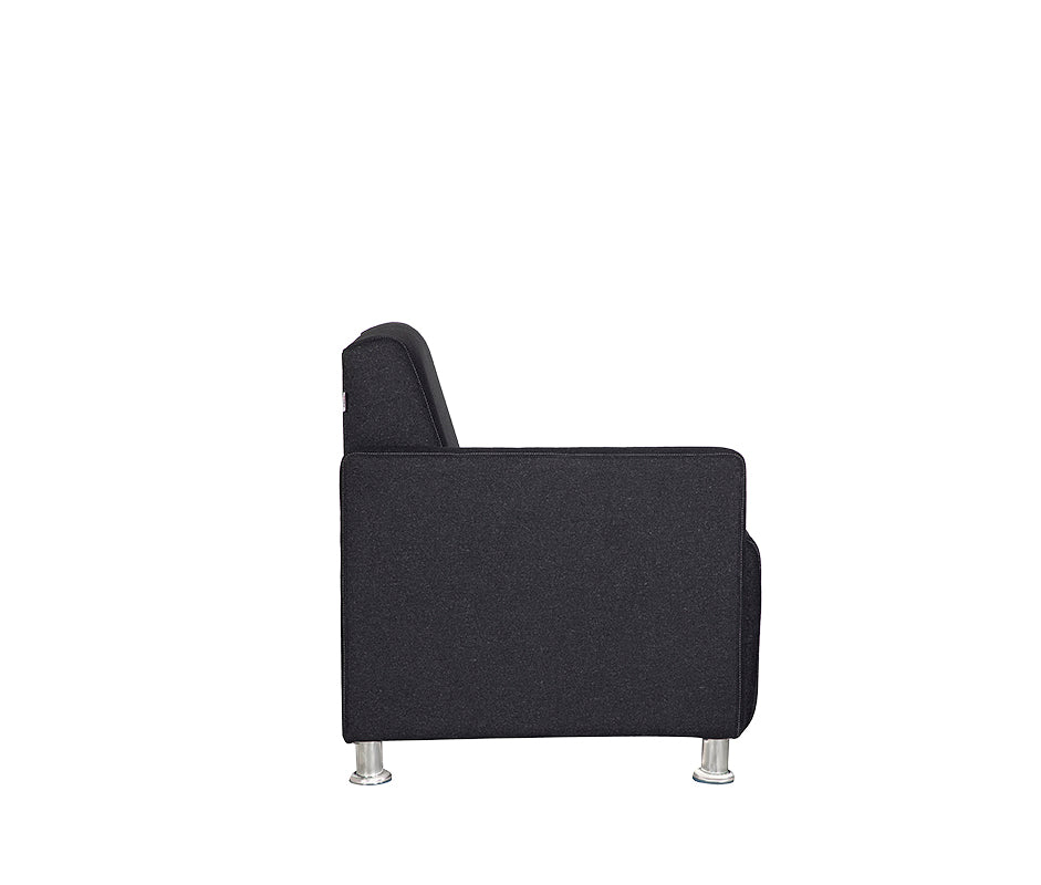 Sillón de visita ASTURIAS vista lateral mostrando estructura compacta