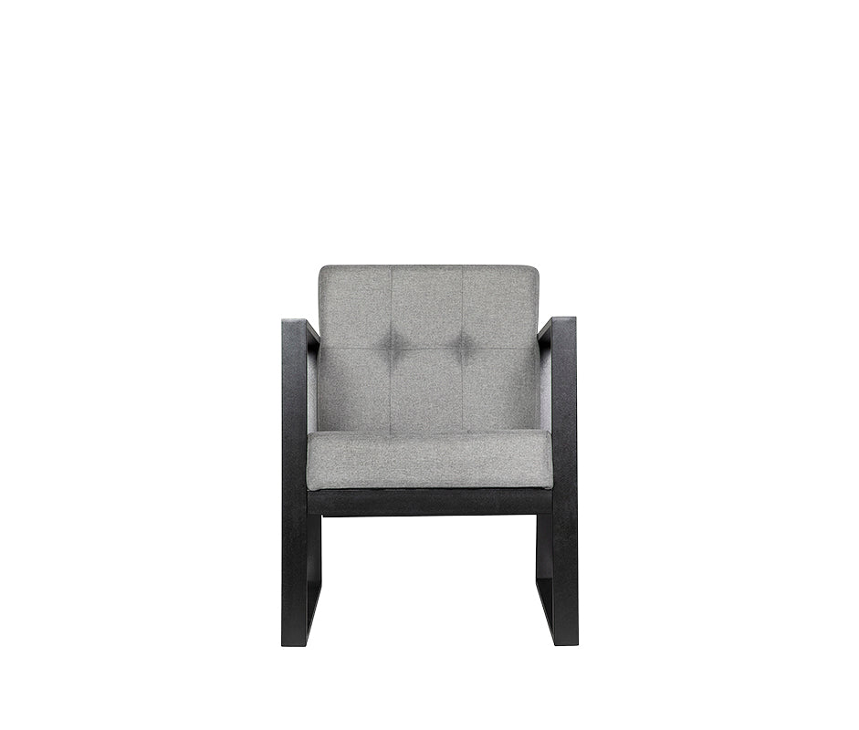 Sillón de visita BERLIN-1P visto de frente, tapizado en gris