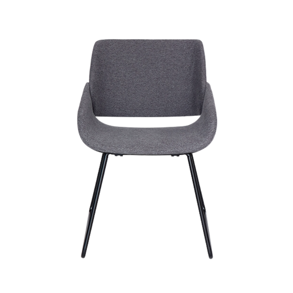 Sillón de visita confortable BORSANI Estructura de acero tubular de 5/8" de diámetro con acabado de pintura epóxica (electrostática) color negro mate Asiento respaldo y brazos base y armazón en madera de triplay hule espuma laminado flexible y alta resiliencia Aura Muebles modelo OHV-120