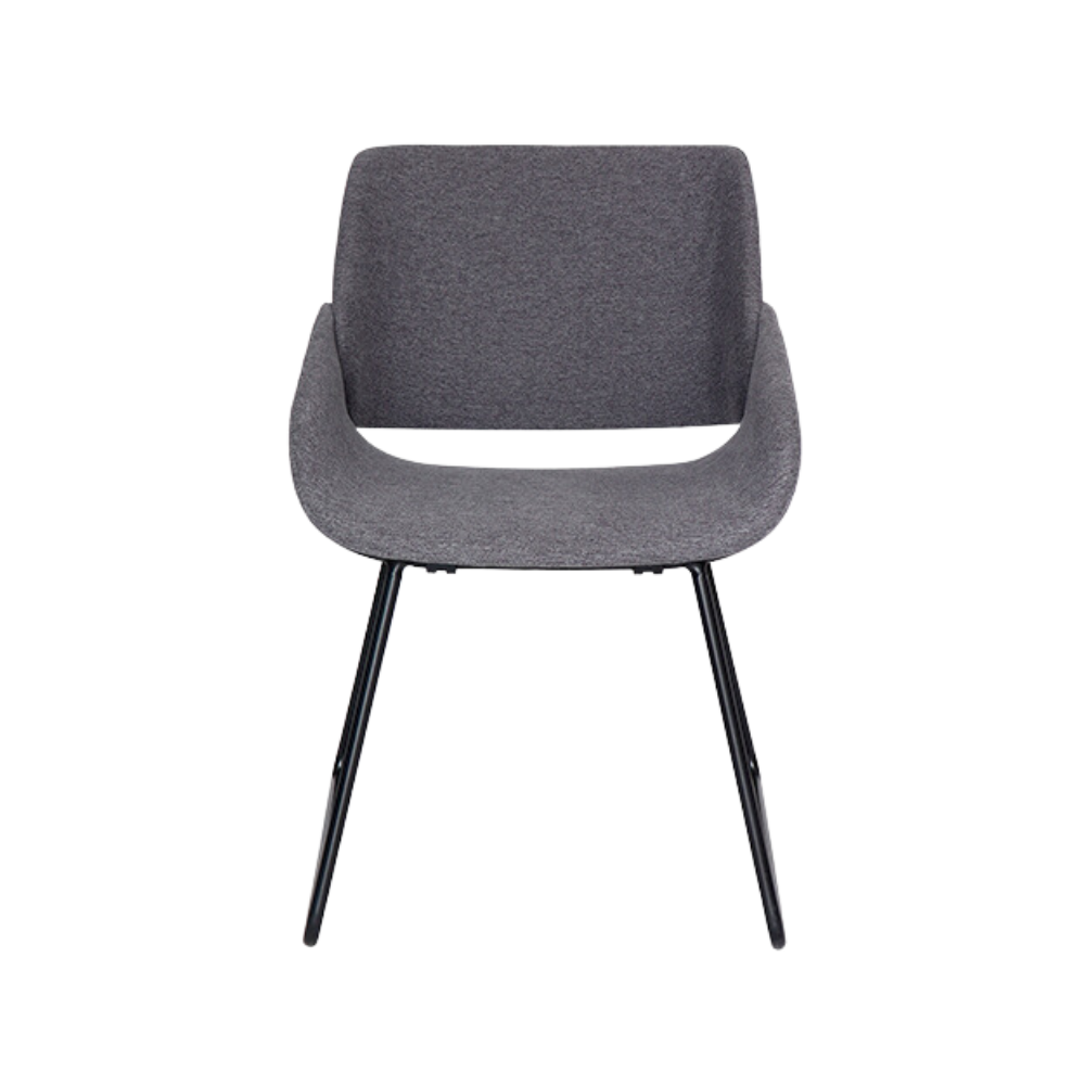 Sillón de visita confortable BORSANI Estructura de acero tubular de 5/8" de diámetro con acabado de pintura epóxica (electrostática) color negro mate Asiento respaldo y brazos base y armazón en madera de triplay hule espuma laminado flexible y alta resiliencia Aura Muebles modelo OHV-120