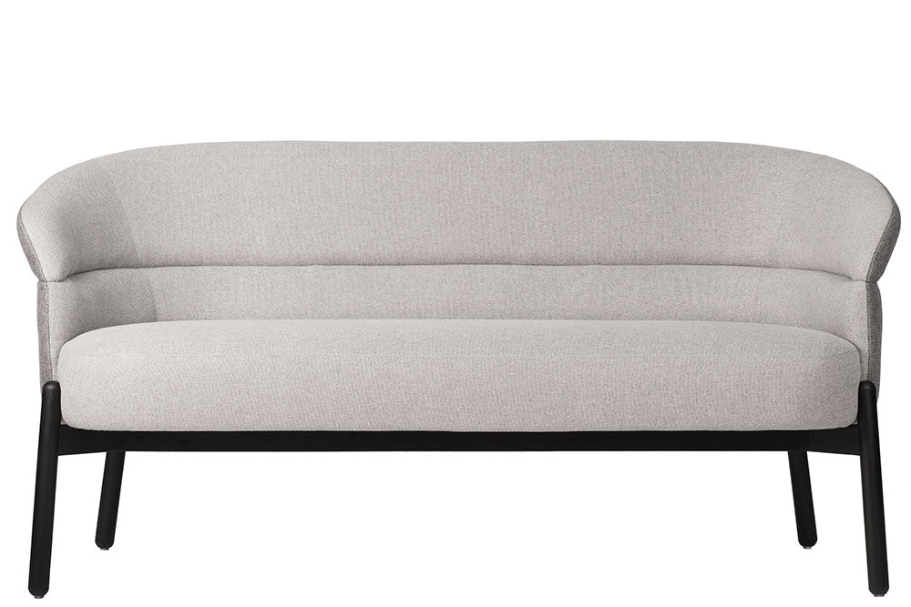 Sillón de visita de dos plazas modelo Loft en tela gris con estructura negra.