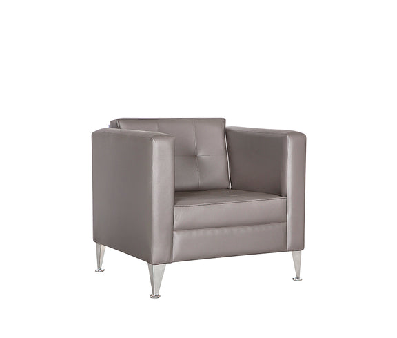 Sillón de visita modelo ROMA-1P vista en ángulo, con patas cromadas y diseño capitonado.