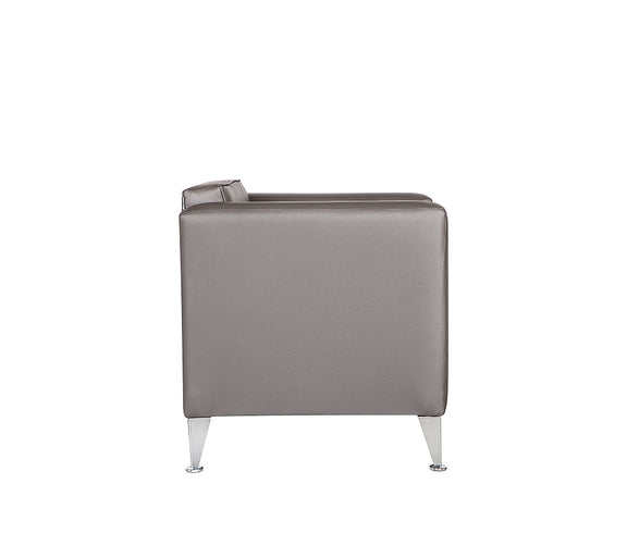 Vista lateral del sillón de visita ROMA-1P con respaldo recto y acabado elegante.