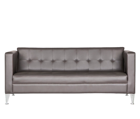 “Sillón de visita ROMA-3P color gris visto de frente para oficinas o salas de espera”